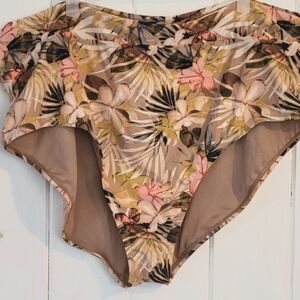 Floral Tropical Print Bikini Fit Plus Swim Bottom